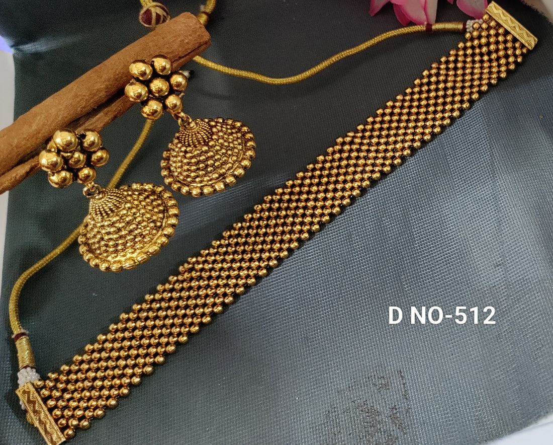 Golden Pearl Chokar Necklce SKU- 512 D-3