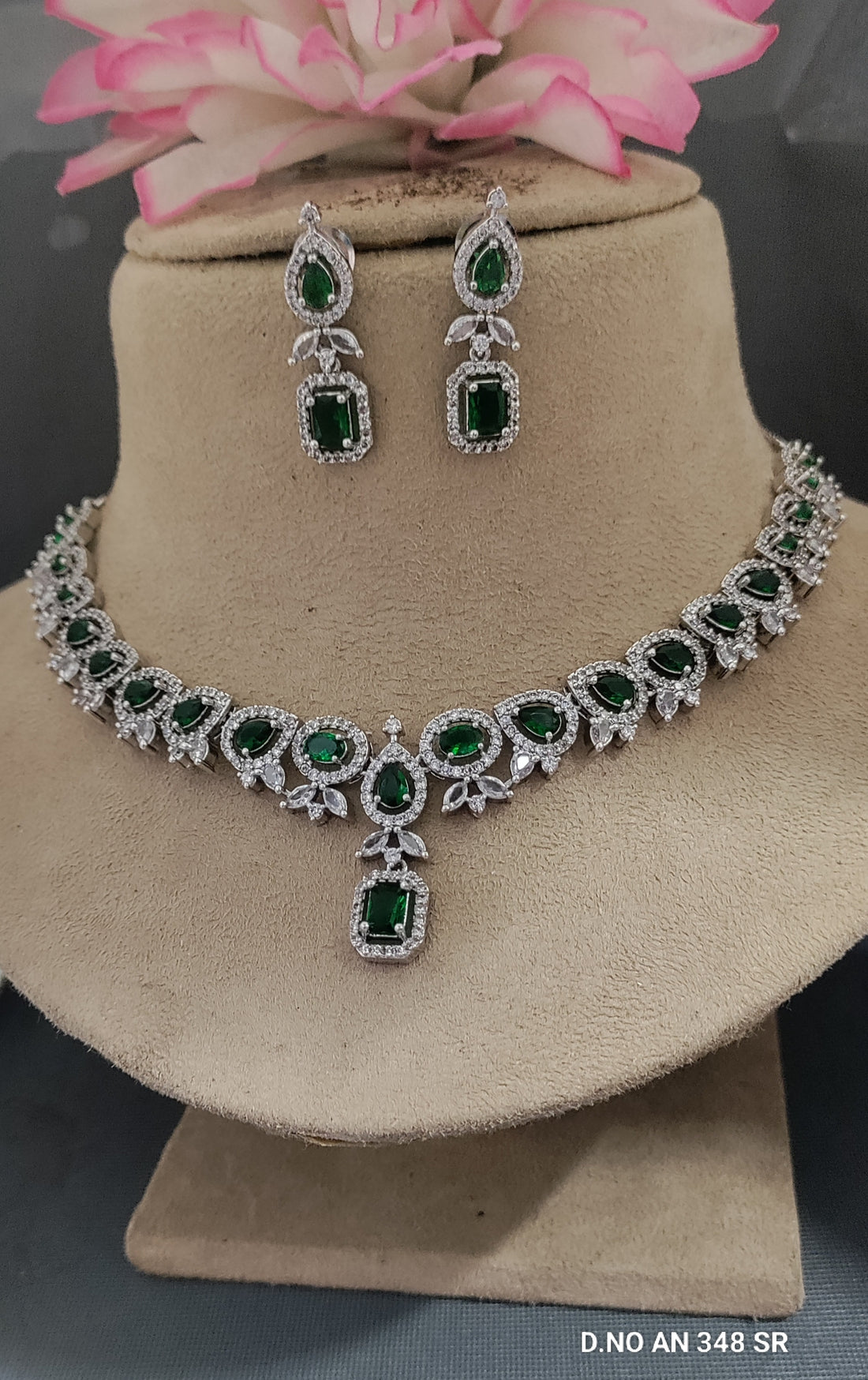 Cz Ad Rodium Necklace sku AN 348 SR