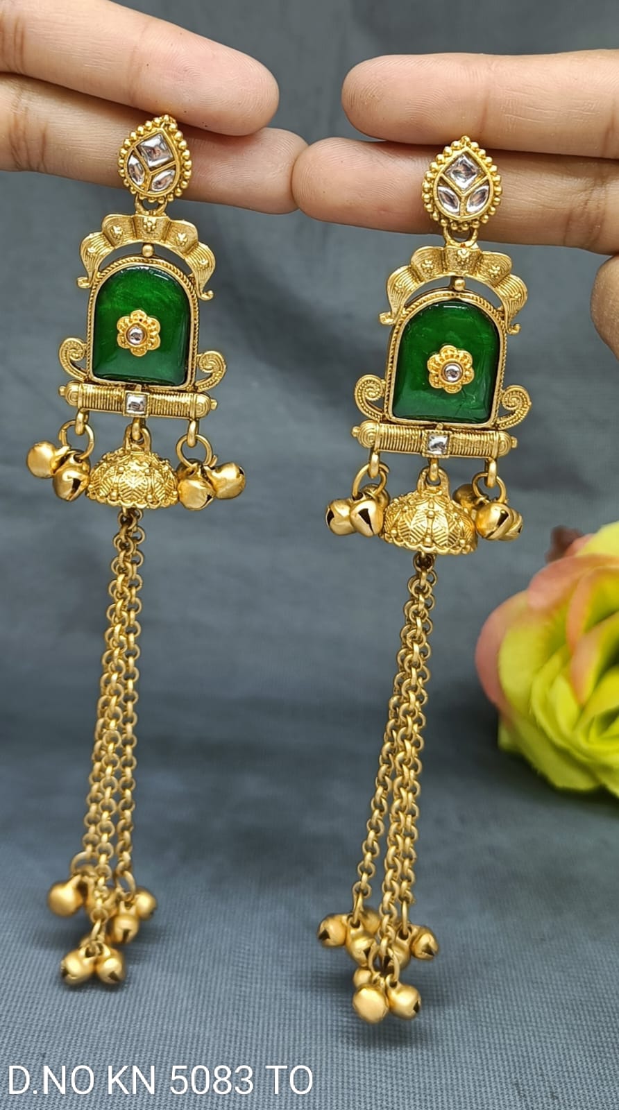 Kashmiri Golden  Earrings KN-5083 TO D3