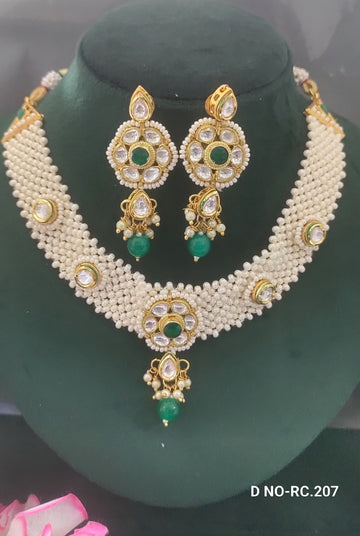 Golden Kundan Necklace SKU-RC.207
