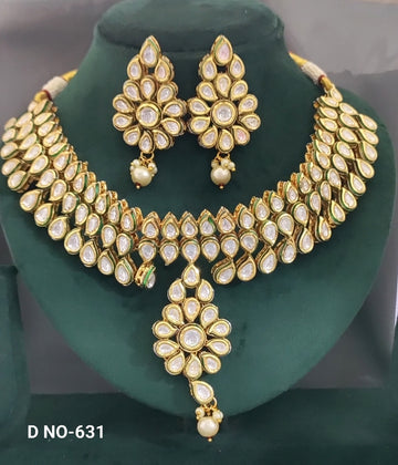 Golden Kundan  Necklace SKU-631