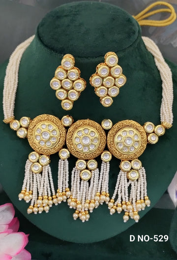 Golden Kundan Necklace SKU-529 D-4