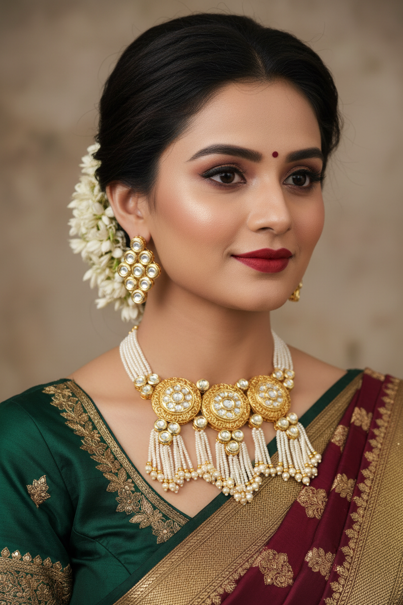 Golden Kundan Necklace SKU-529 D-4