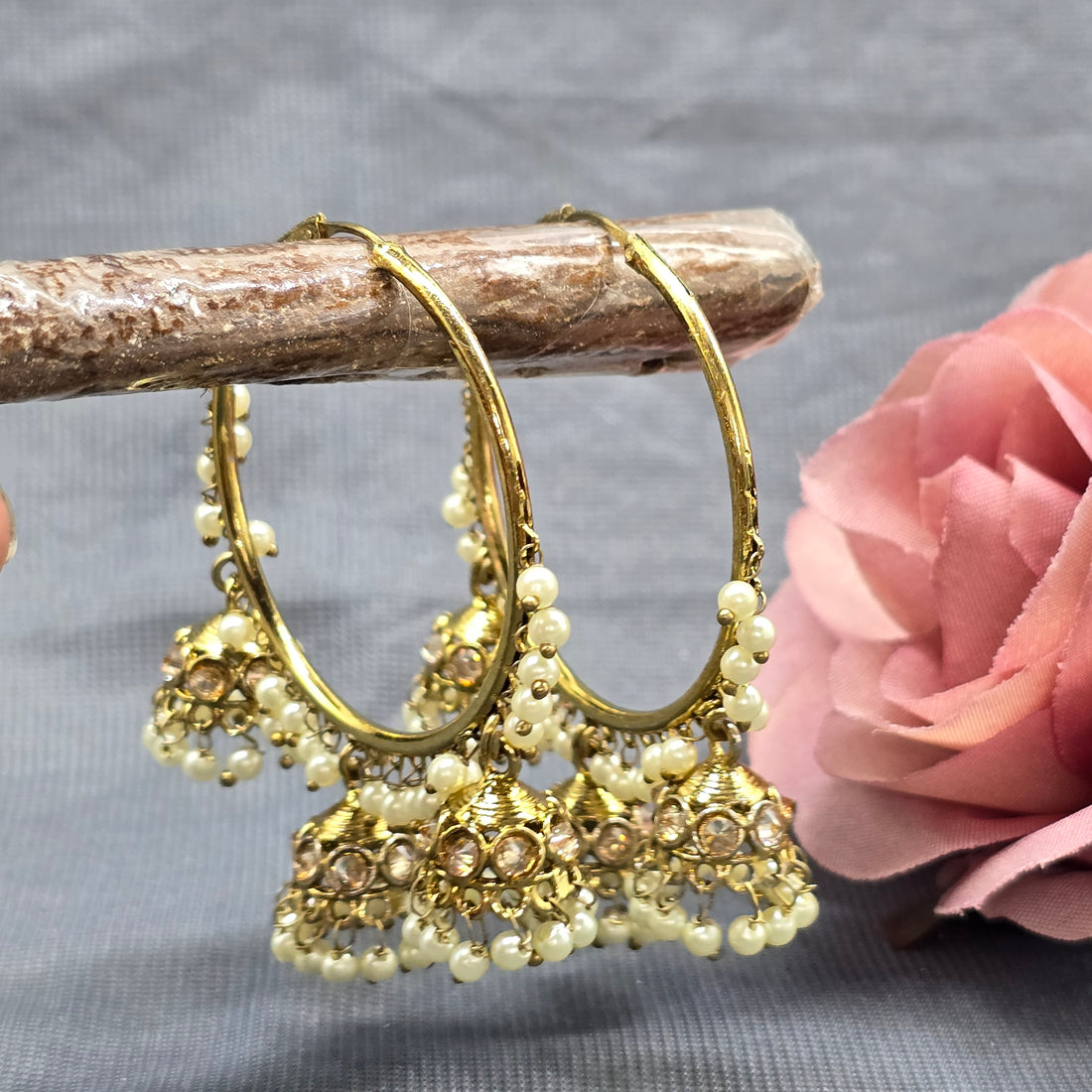 Mehndi Hoop Bali Jhumki Earring Sku 340 E3 - rchiecreation