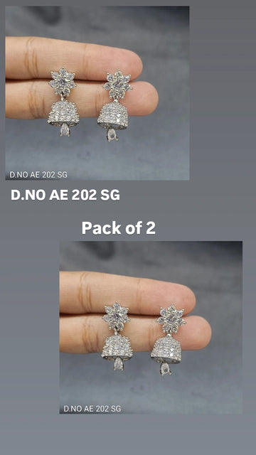 Cz Ad Rodium Jhumki Earring  AE 202 SG/C-2