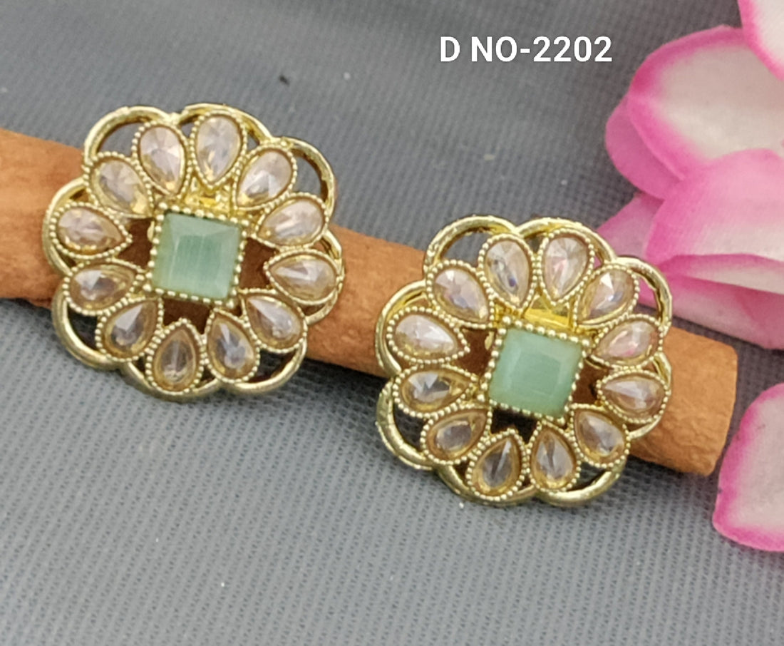 Polki Mehandi Tops & Stud Earrings Sku 2202 E3