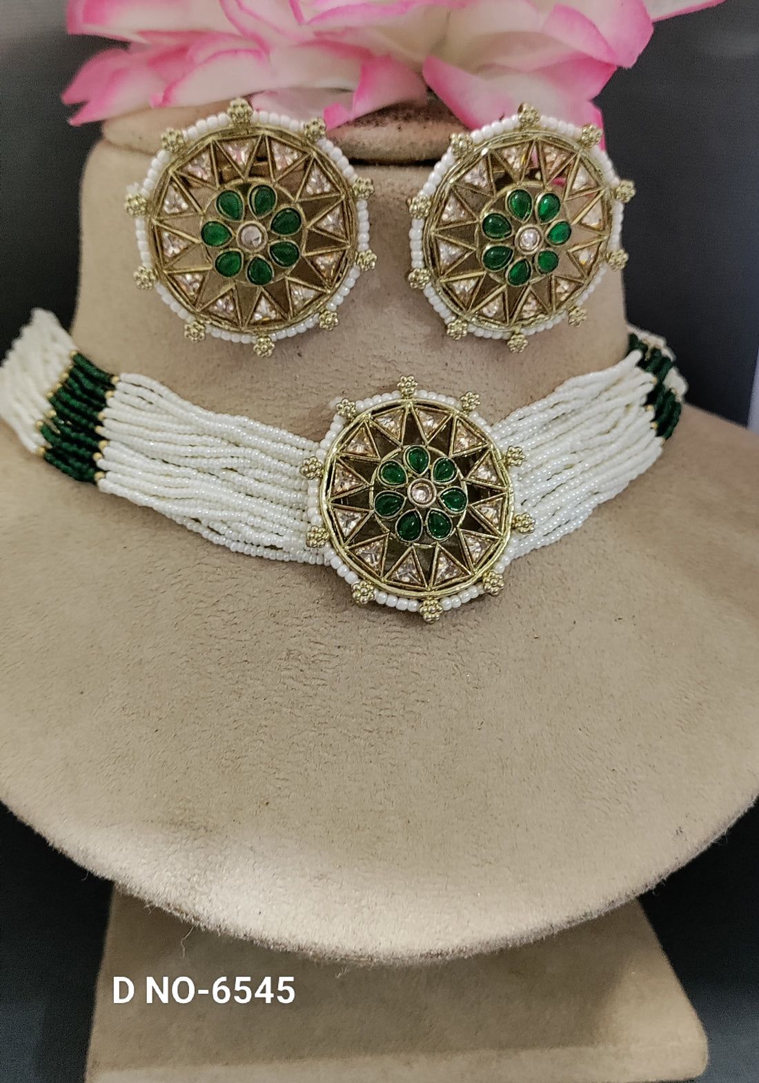 Polki Mehandi Chokar Necklace Set Sku 6545 rchiecreation