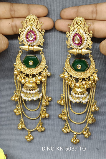 Kashmiri Golden Earrings Sku  KN 5039 TO D3