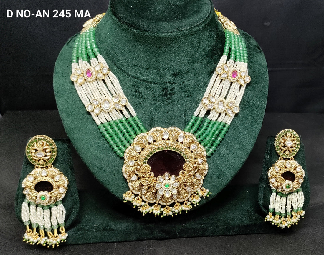 Antique Golden Pearl Kundan Choker Set SKU AN 245 MA/D-4