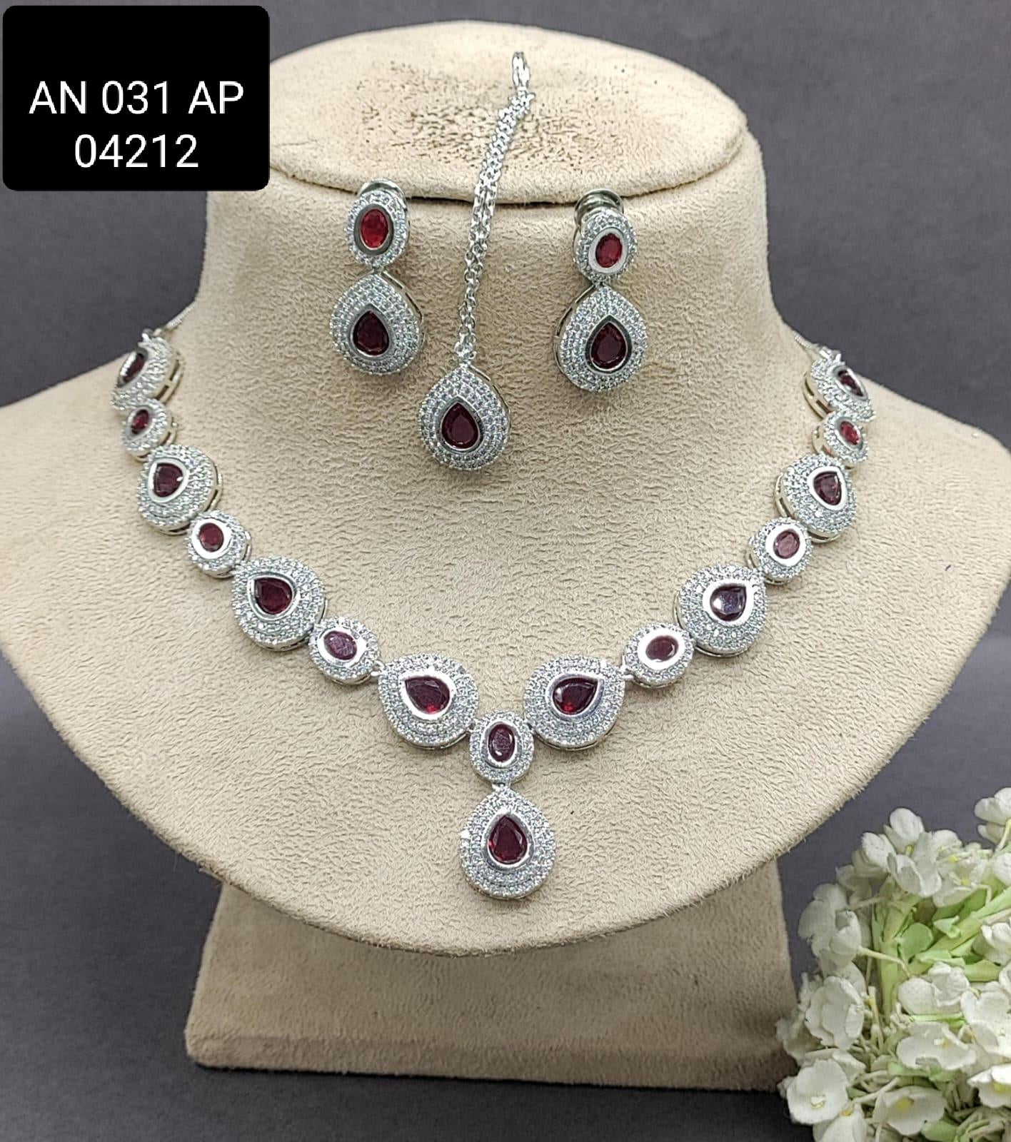 Ad Diamond Rodium Necklace Sku AN- 031 AP  D5 rchiecreation