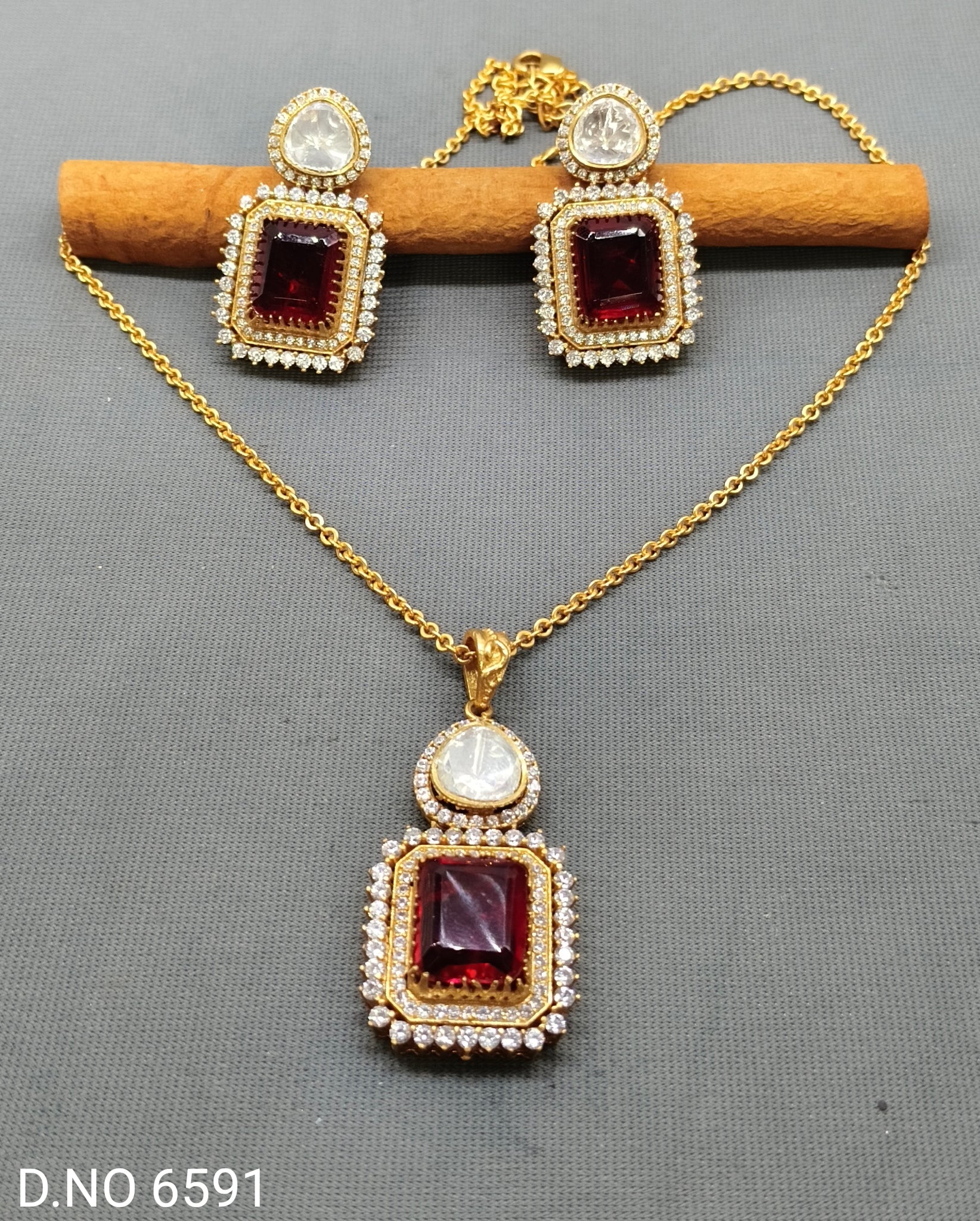 Moissanite Golden Chain pendant Sku 6591 D5