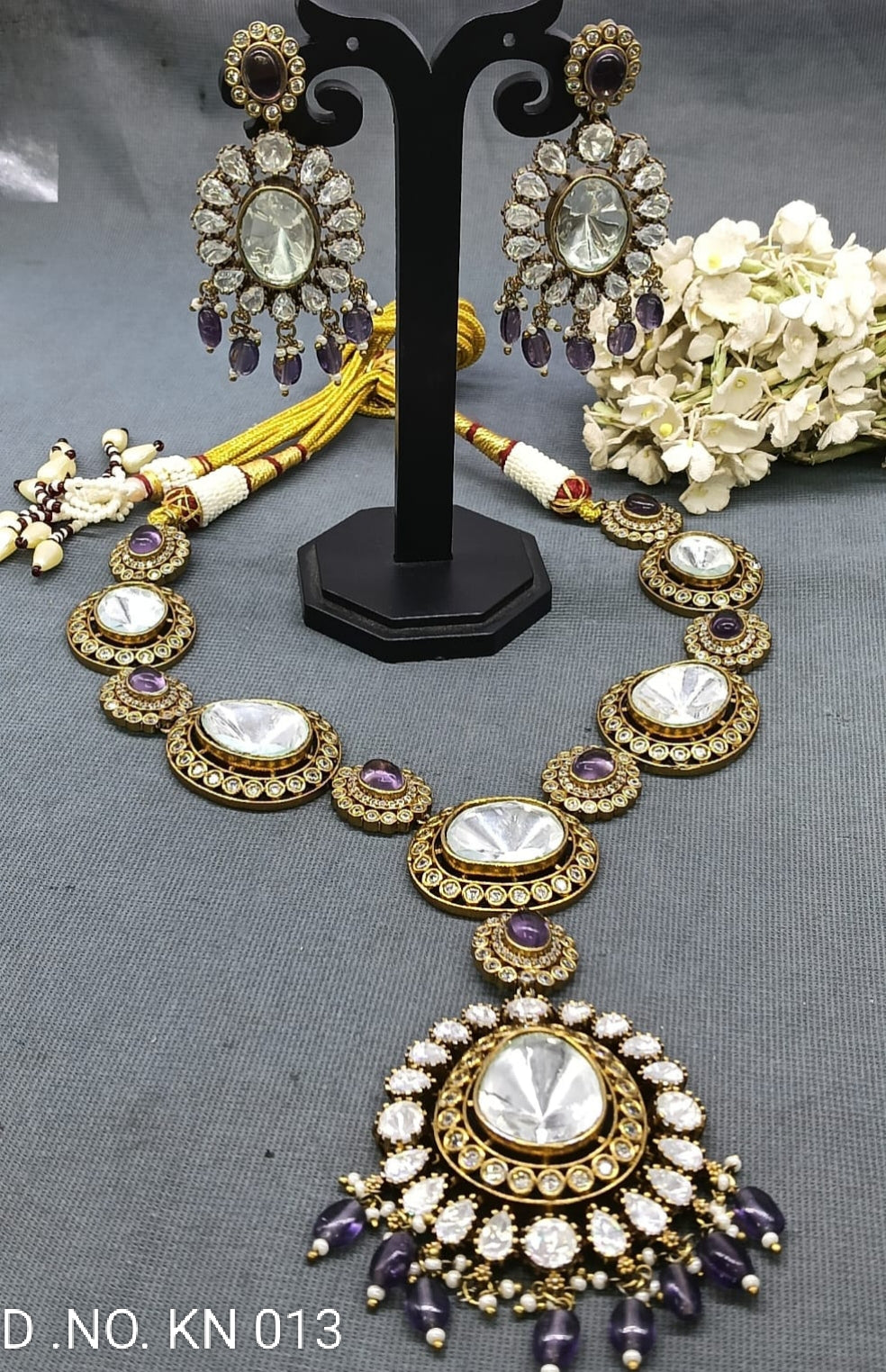 Moissanite kundan Necklace SKU-KN 012 rchiecreation