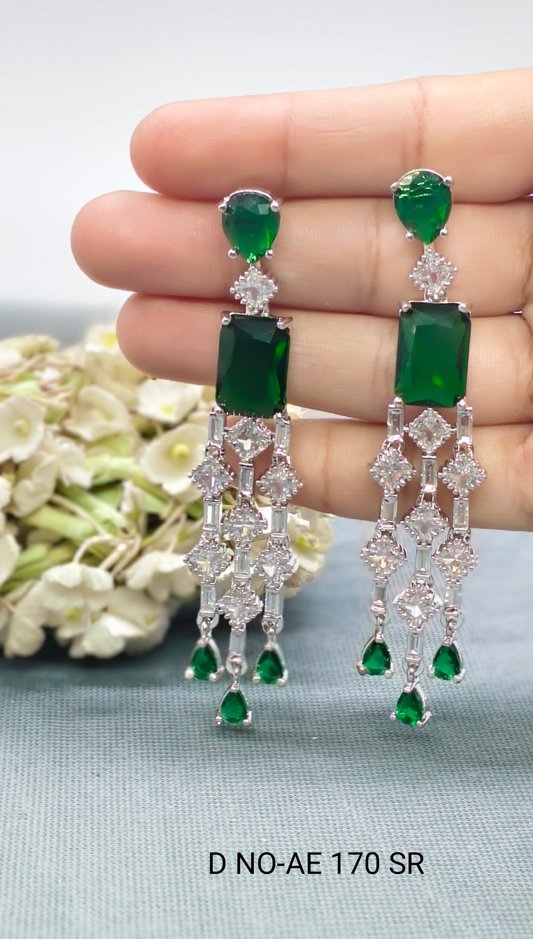 Cz Ad Rodium Earring SKU AE-170 SR /C-2