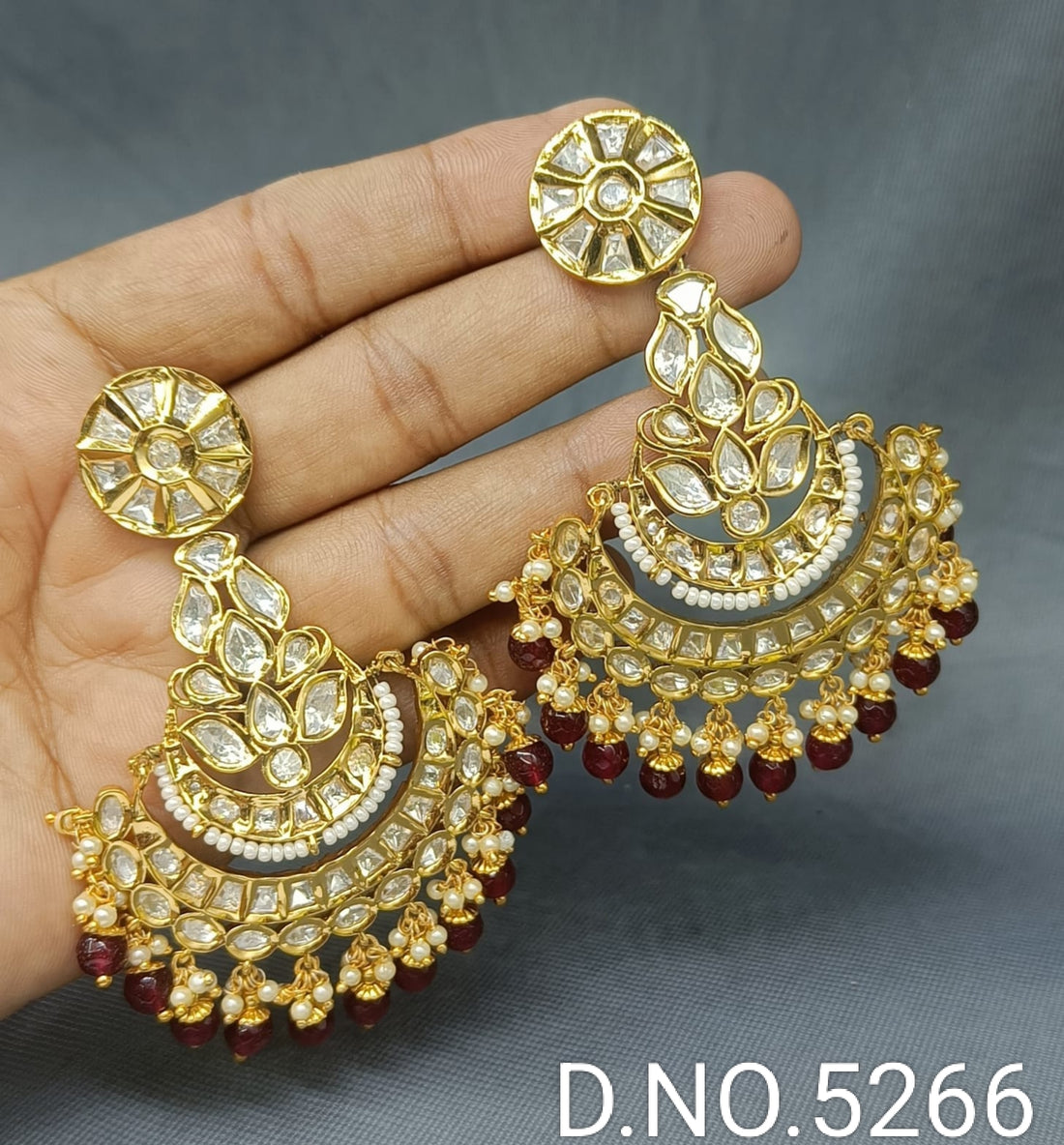 Tiyaani Kundan Earrings Sku-5266 D2 - rchiecreation