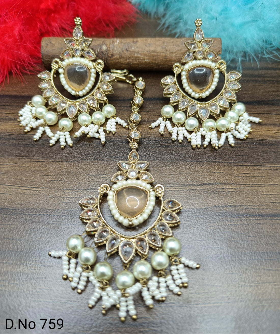 Polki Earring Mehndi Sku- 759 A2