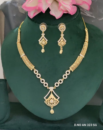 CZ AD Golden Necklace SKU AN 323 SG C3