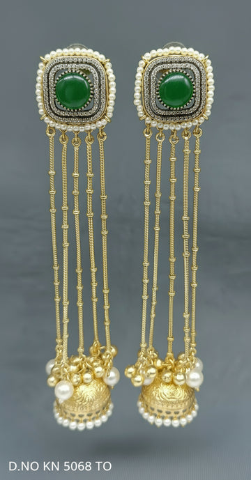 Kashmiri Golden Earrings Sku KN 5068 TO