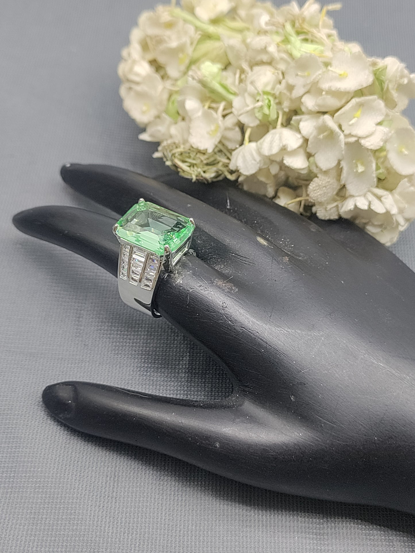 Rodium American Diamond Finger Ring Sku-5967 rchiecreation