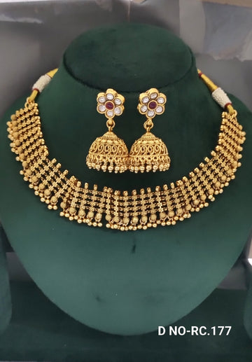 Antique Golden Matt Neckalce SKU-RC.177