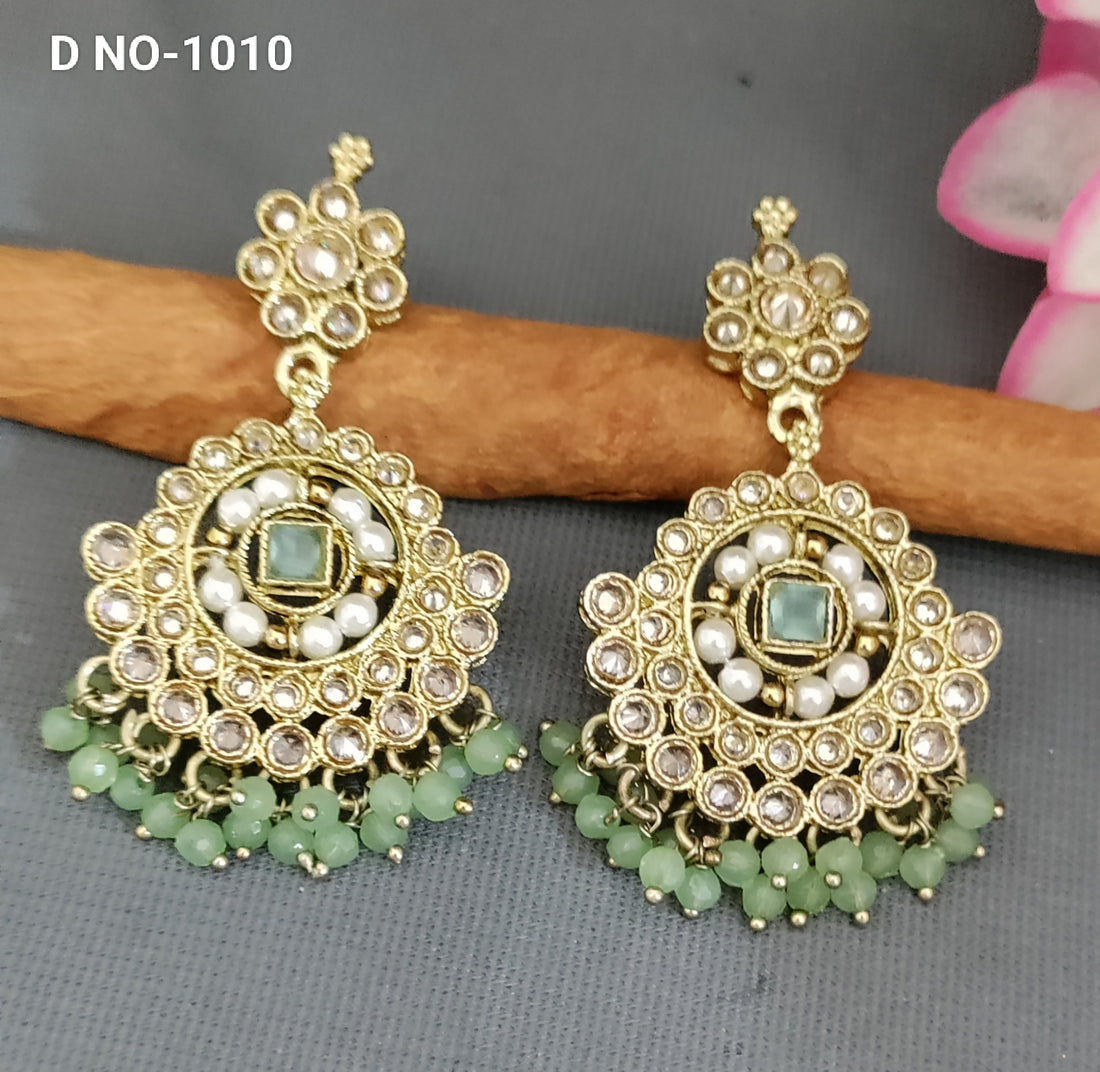 Mehandi Polki Earring Sku-1010 rchiecreation