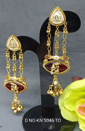 Kashmiri Golden Earrings Sku KN 5045 TO D3