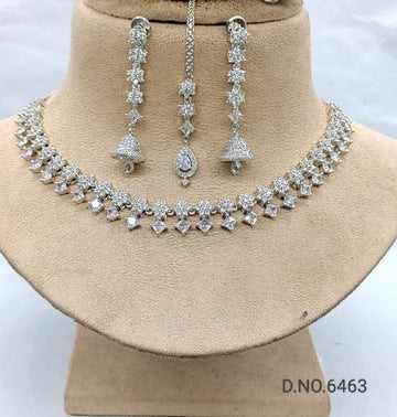 CZ Ad Diamond Rodium Necklace SKU-6463 C3