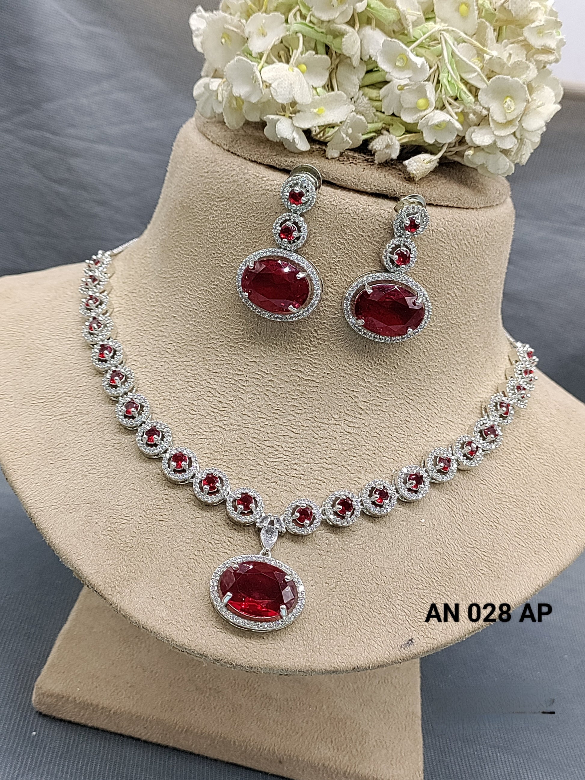 Cz Ad Rodium Necklace Set Sku AN 028 C3 rchiecreation