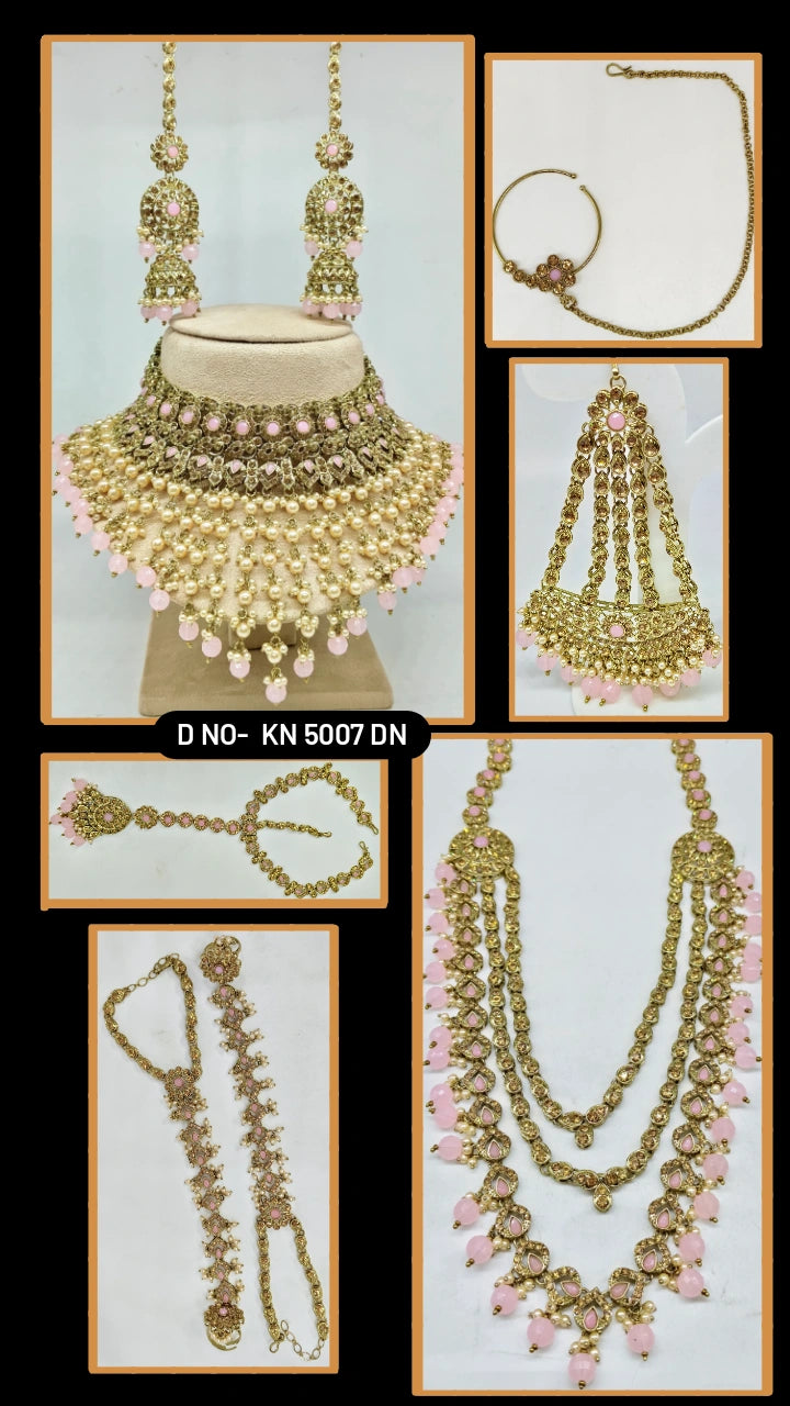 Traditional Mehandi Polki 5670 Wedding Bridal Jewellery Set SKU-KN 5007 DN