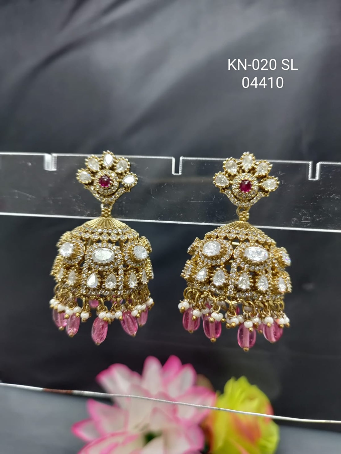 Moissanite Kundan Earring SKU KE 020 rchiecreation