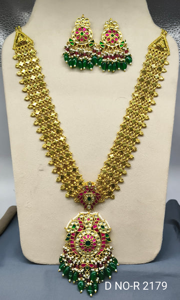 Antique Kundan  Long Necklace Set SKU-2179 D-4