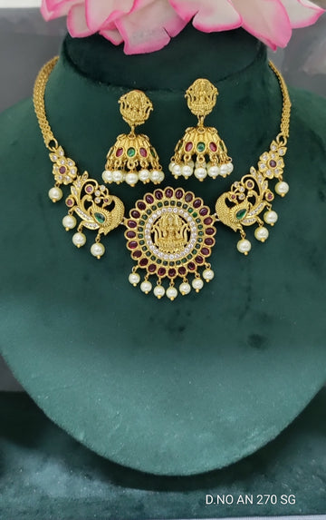 Golden Temple Necklace Set sku AN 270 SG D4