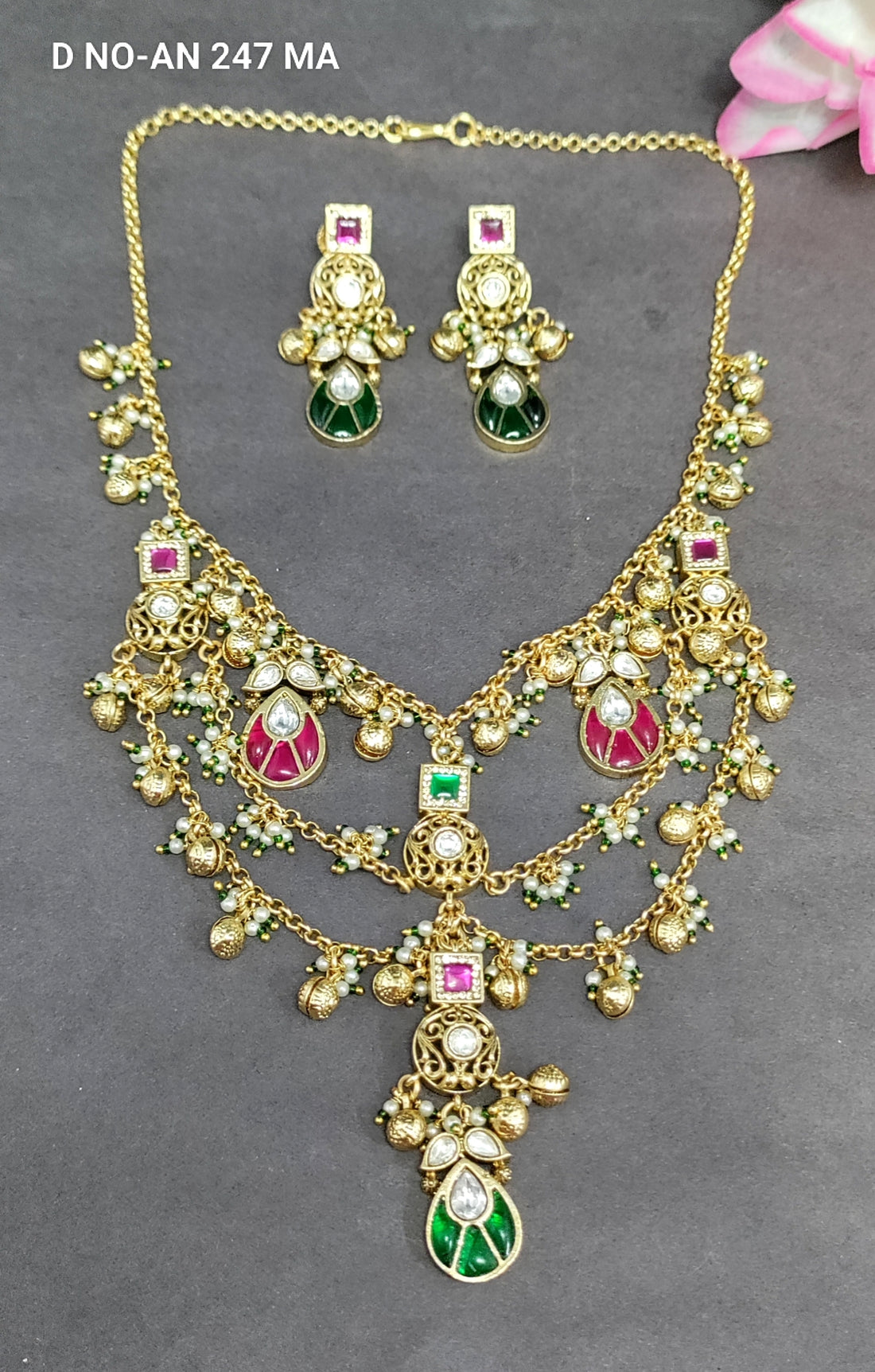Antique Golden Kundan Choker Set SKU AN 247 MA