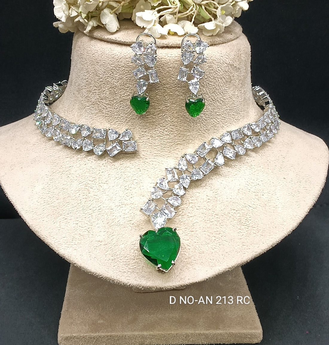 Cz Ad Rodium Necklace Set SKU AN-213 RC /C-3