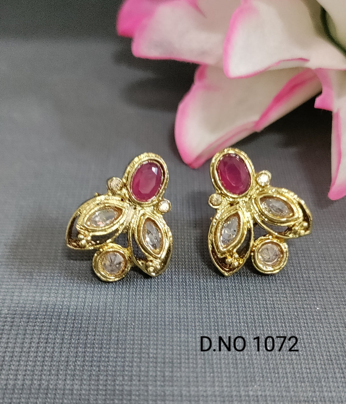 Polki Tops & Studs Earrings Sku 1072 E-3