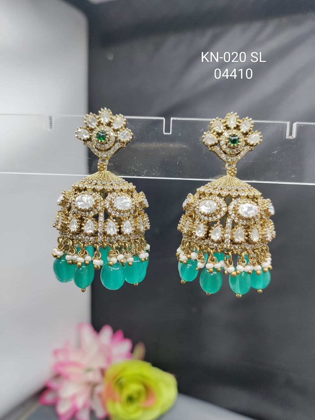 Moissanite Kundan Earring SKU KE 020 rchiecreation