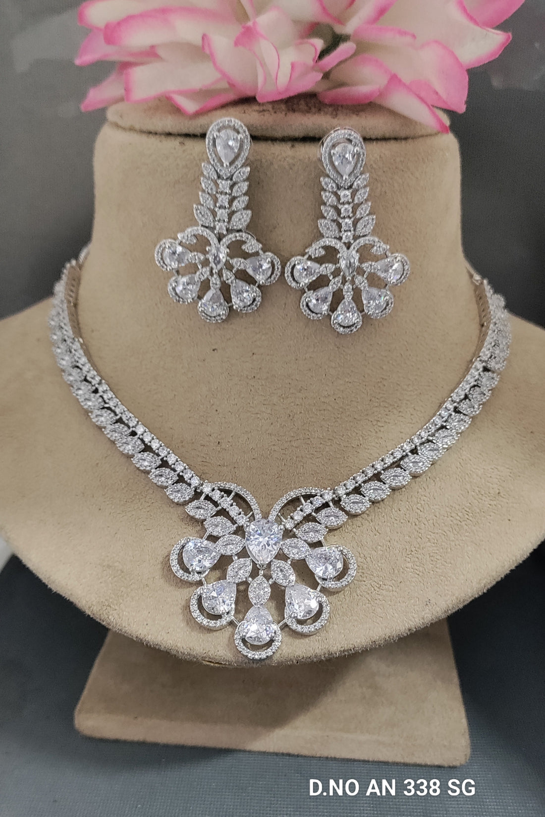 Cz AD Rodium Necklace SKU AN 338 SG/C-6