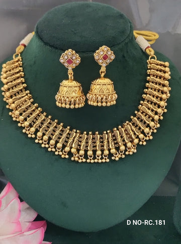 Antique Golden Matt Neckalce SKU-RC.181