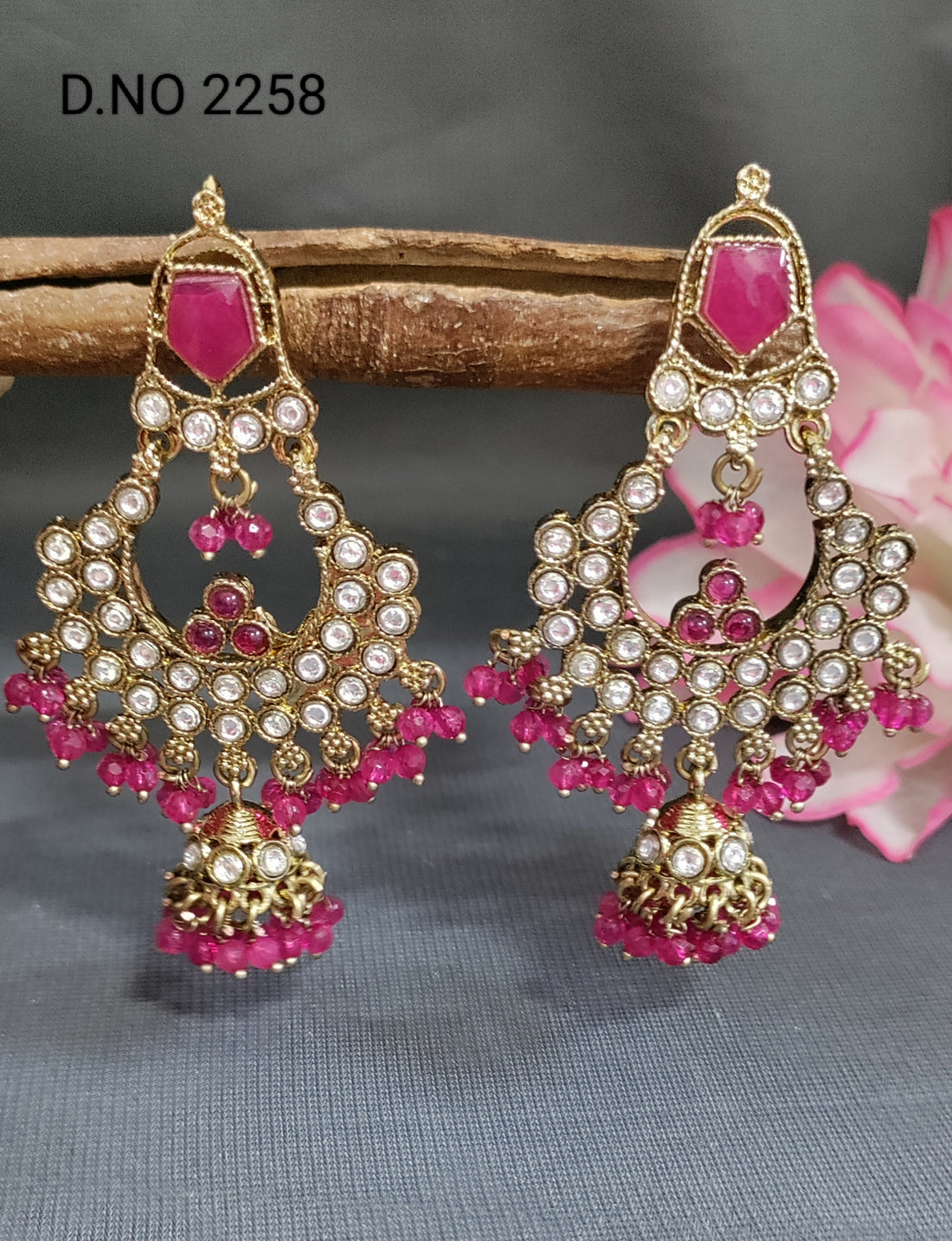 Mehandi Kundan Earrings Sku 2258 A-6