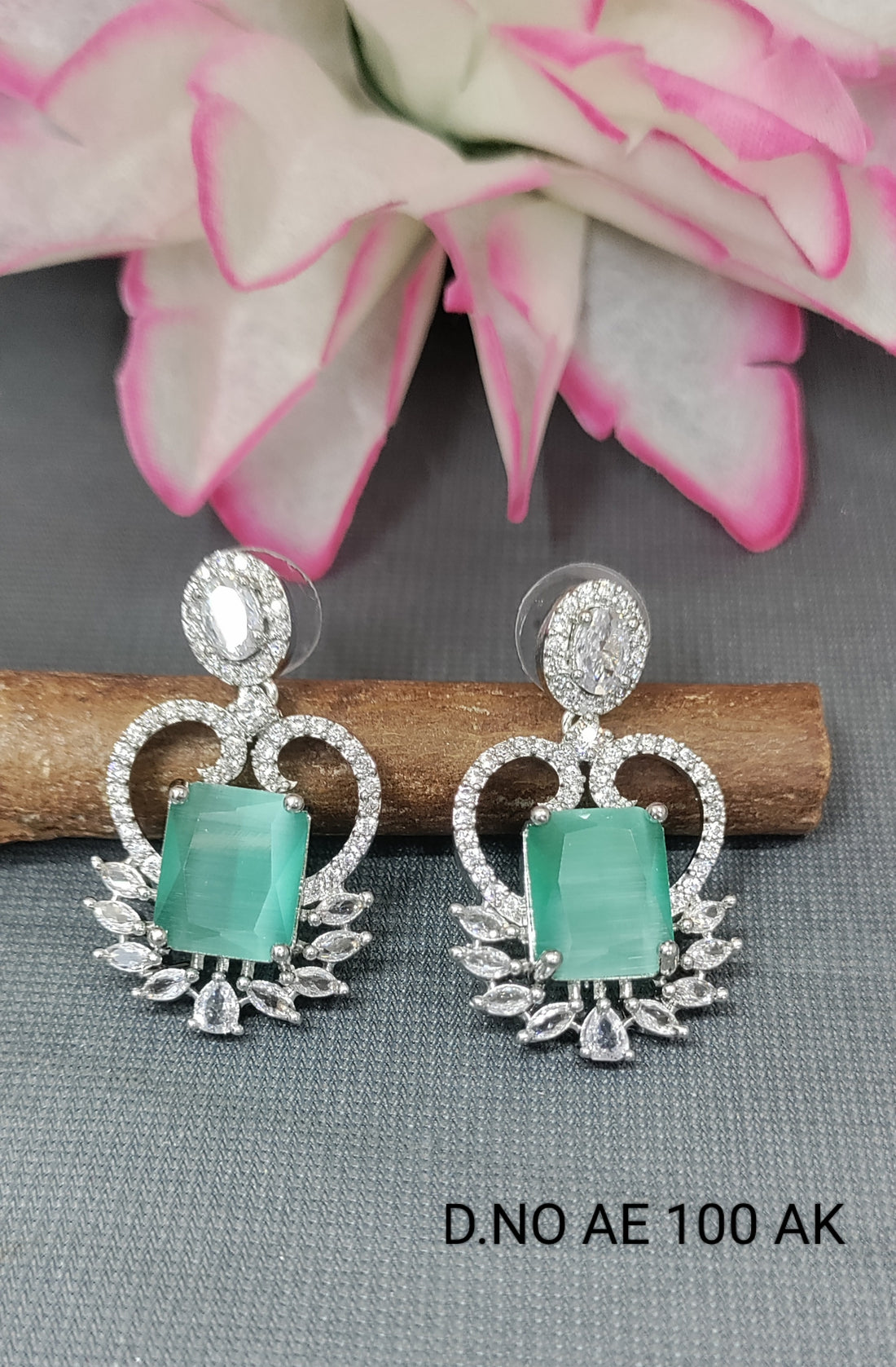 Cz Ad Rodium Earring Sku AE 100 AK