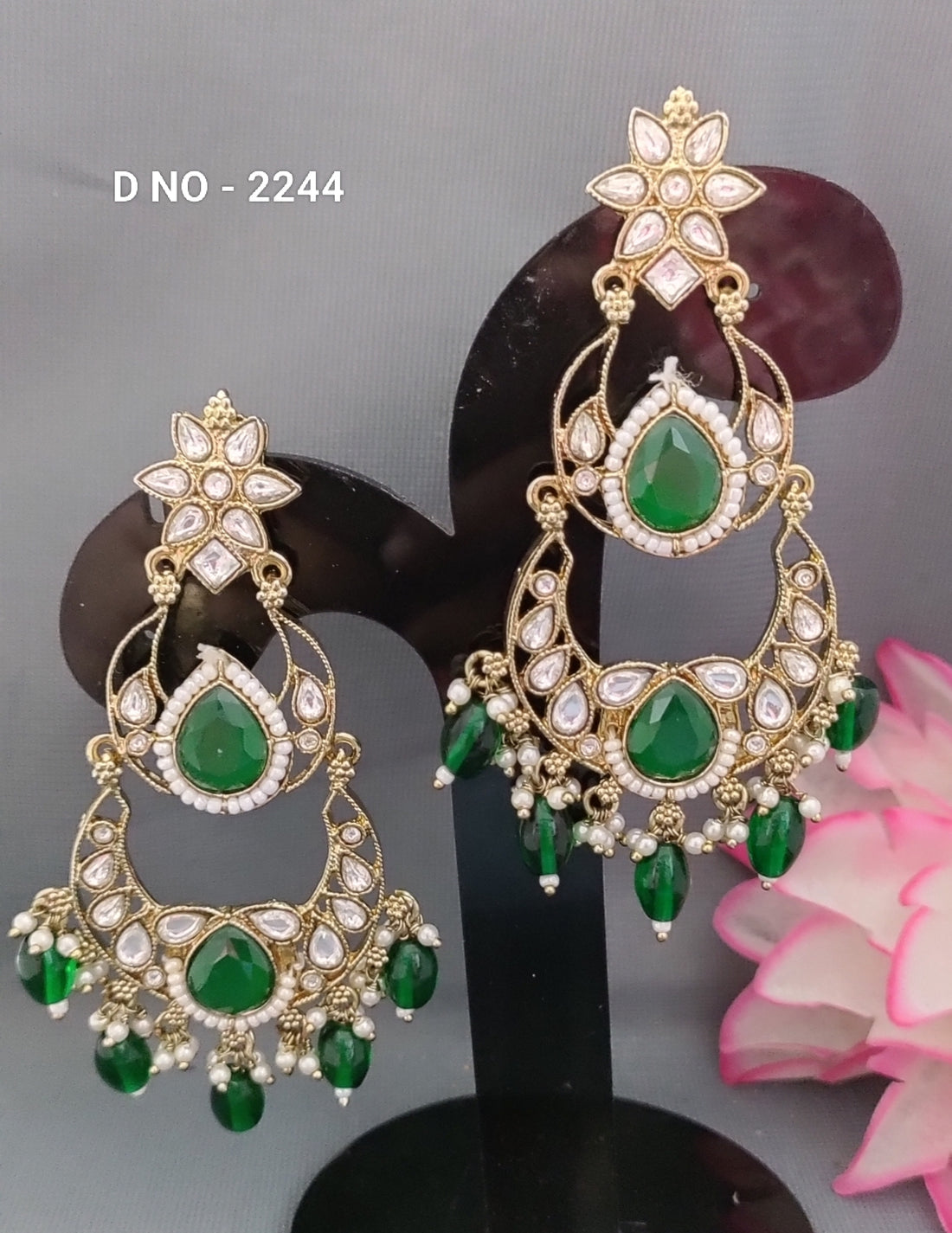 Mossiniate Kundan Mehandi Earring Sku -2244 C/9