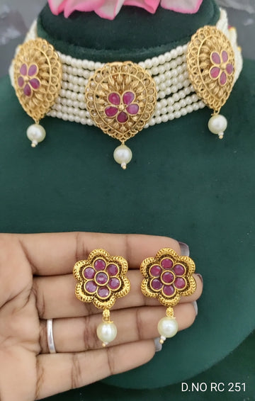 Antique Golden Chokar Necklace SKU RC 251 D-5