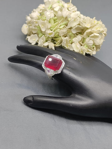 Rodium American Diamond Finger Ring Sku-5966 rchiecreation