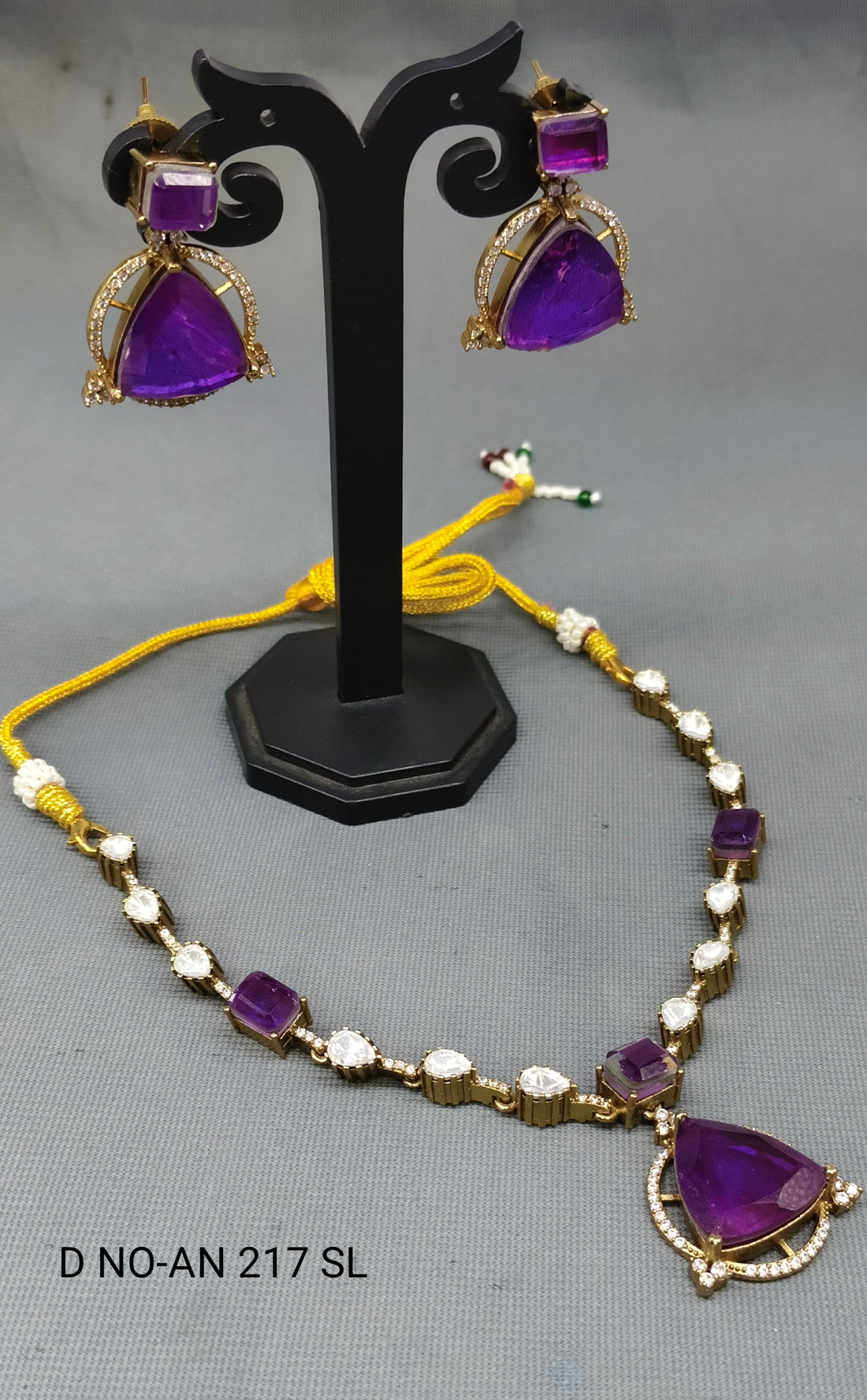 Mehandi Moissanite Kundan Necklace Sku AN 217 SL/D-4