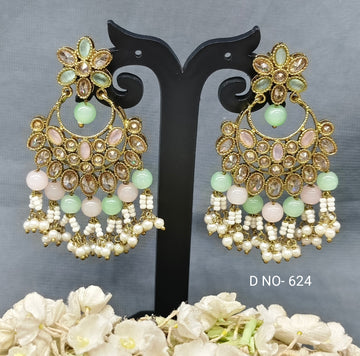 Tassel Earring Polki Earring Mehndi Sku- 624 A2