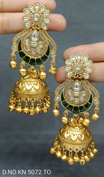 Kashmiri Golden Earrings Sku KN 5072 TO