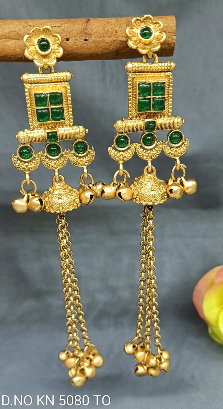 Kashmiri Golden  Earrings KN-5080 TO D3