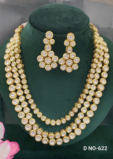 Golden Kundan Long Necklace SKU-622 D-4