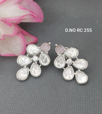 Rodium Kundan Earring SKU RC 255 A-1