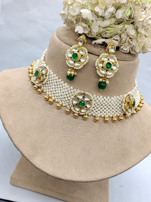 Kundan Choker Necklace SKU-1080 rchiecreation