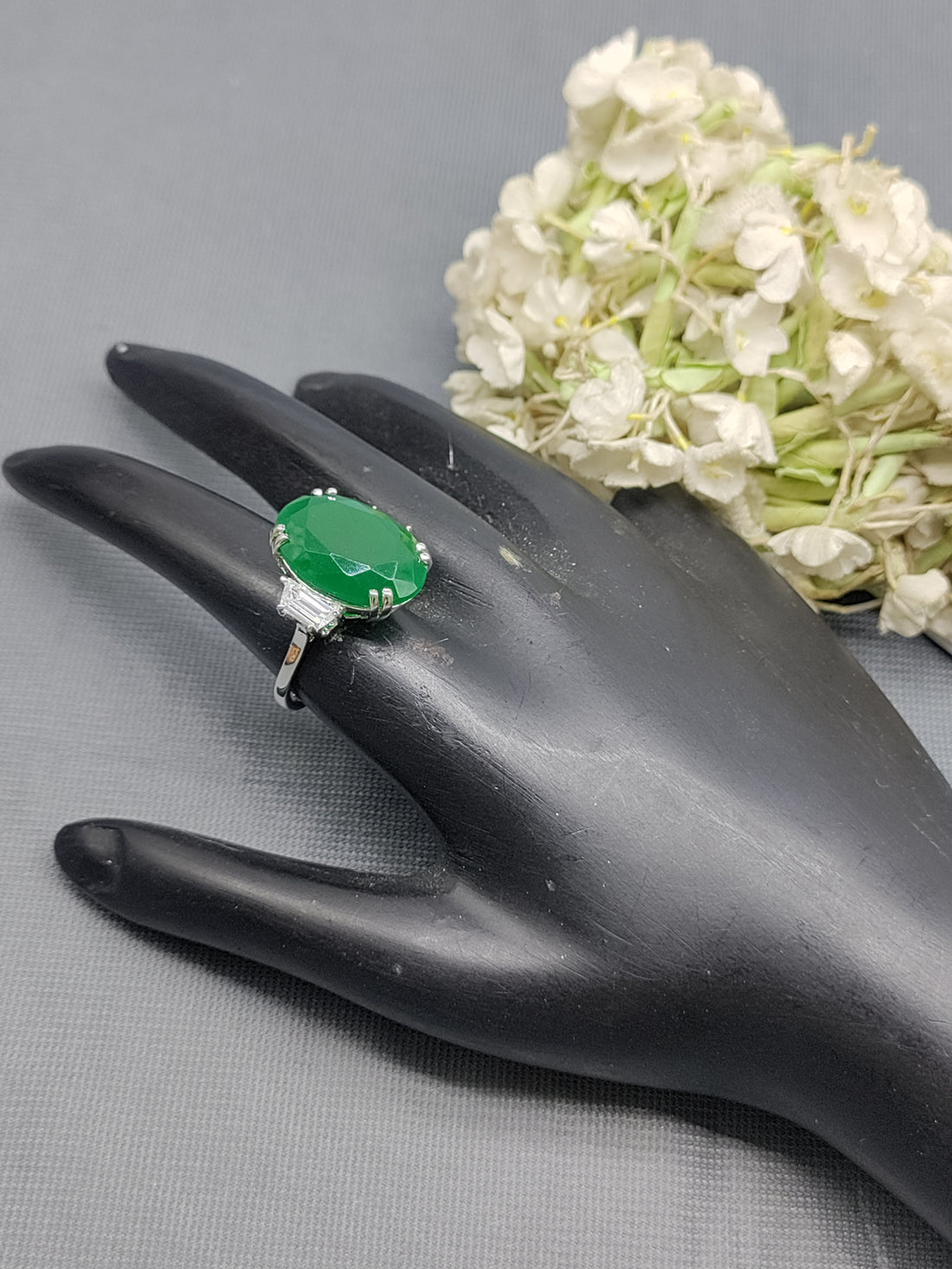 Rodium American Diamond Finger Ring Sku-5965 rchiecreation